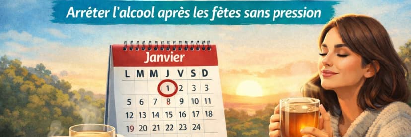 Image de l'article Dry January : arrêter l’alcool après les fêtes (guide simple et sans pression)